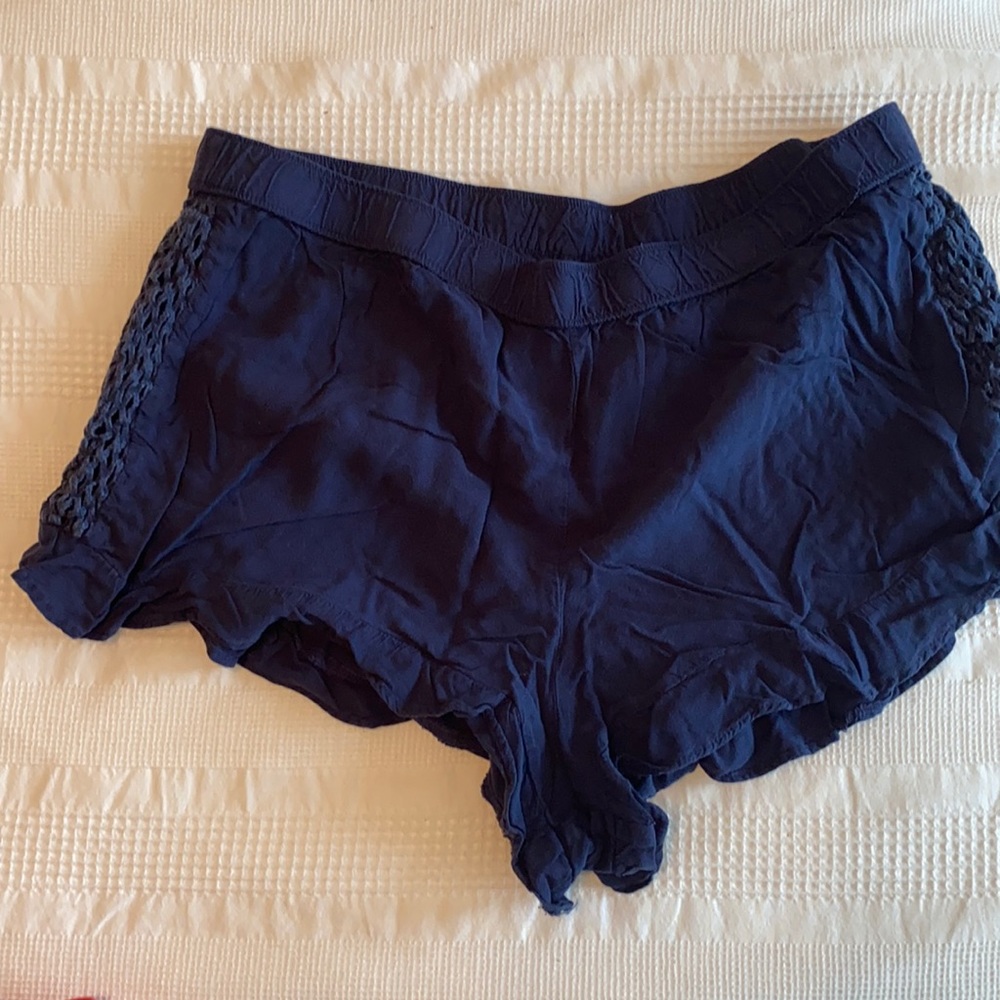 Aerie large ruffle pajama shorts navy